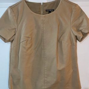 Tan Faux Leather T-shirt